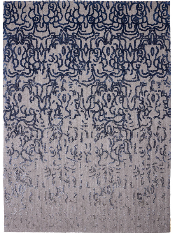 Rug with a blue and gray lace pattern thumbnail_1