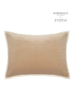 Rectangular Cushion | Camel & Cream - Velvet