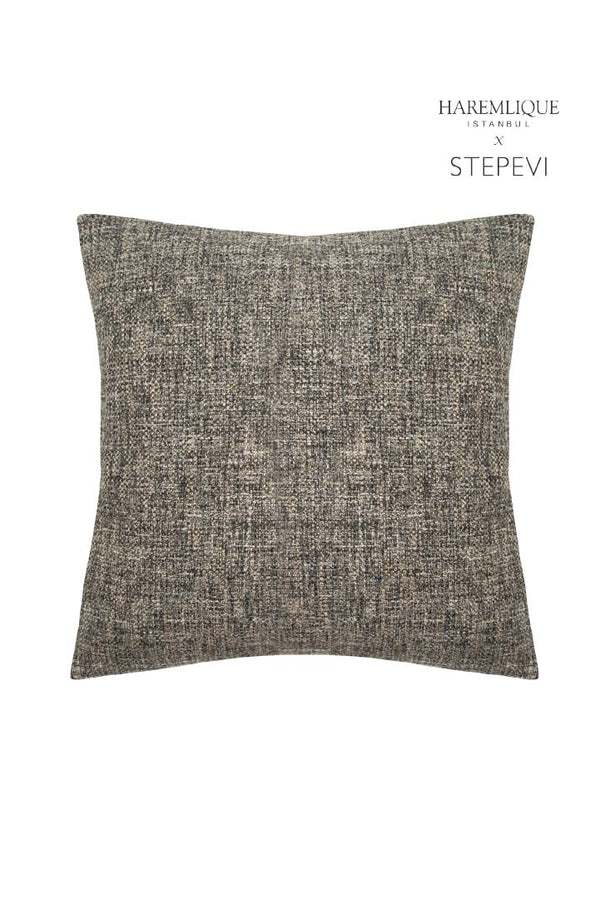 Dualsided Square Cushion | Anthracite & Gray - Fabric & Faux Leather
