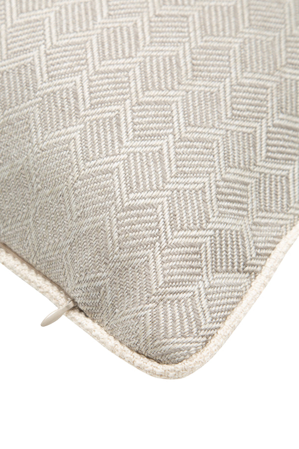 Square Cushion | Gray & Cream - Woven Fabric