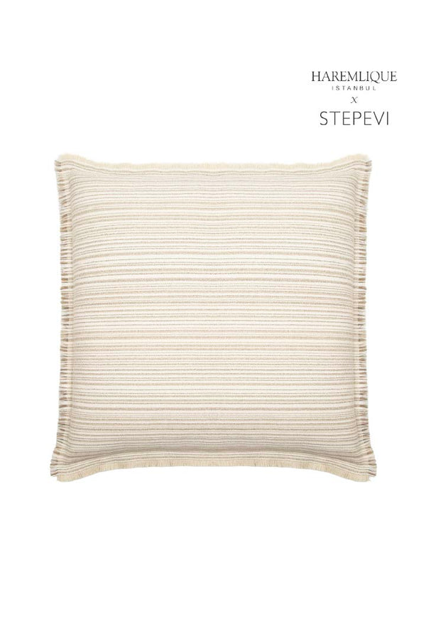 Floor Cushion | Cream & Brown - Woven Fabric