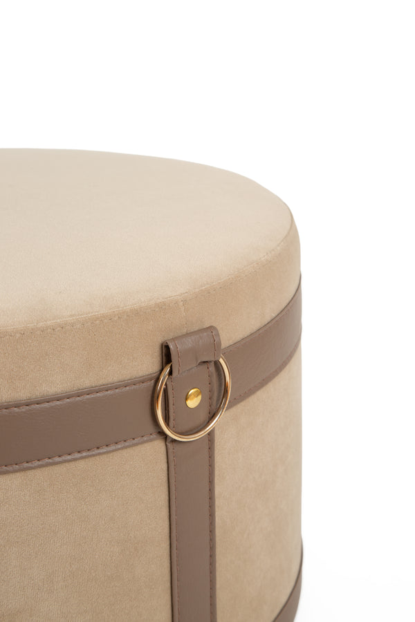 Velvet Ottoman | Camel & Brown