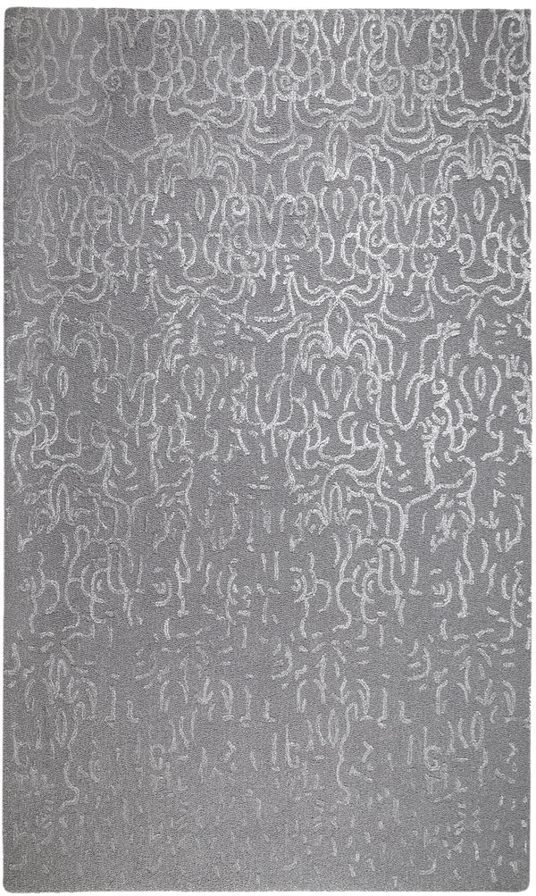 Textured area rug in pebble gray & angora gray with faded, abstract design, conveying a sense of subtle luxury and comfort. thumbnail_1