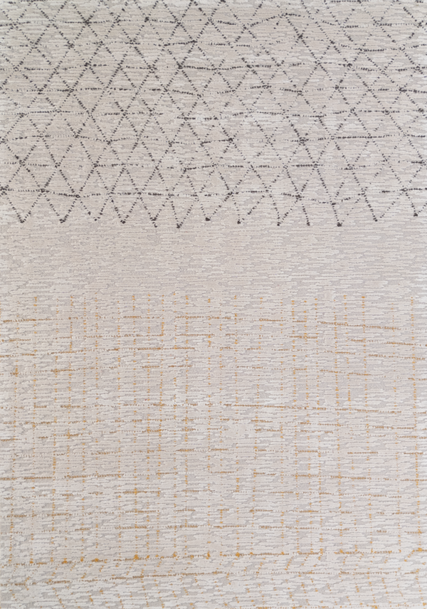 Textured Nomad rug in yellow with geometric pattern, showcasing detail and design of the floor covering. thumbnail_1