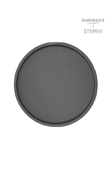 Vassoio rotondo grande in similpelle | Grigio