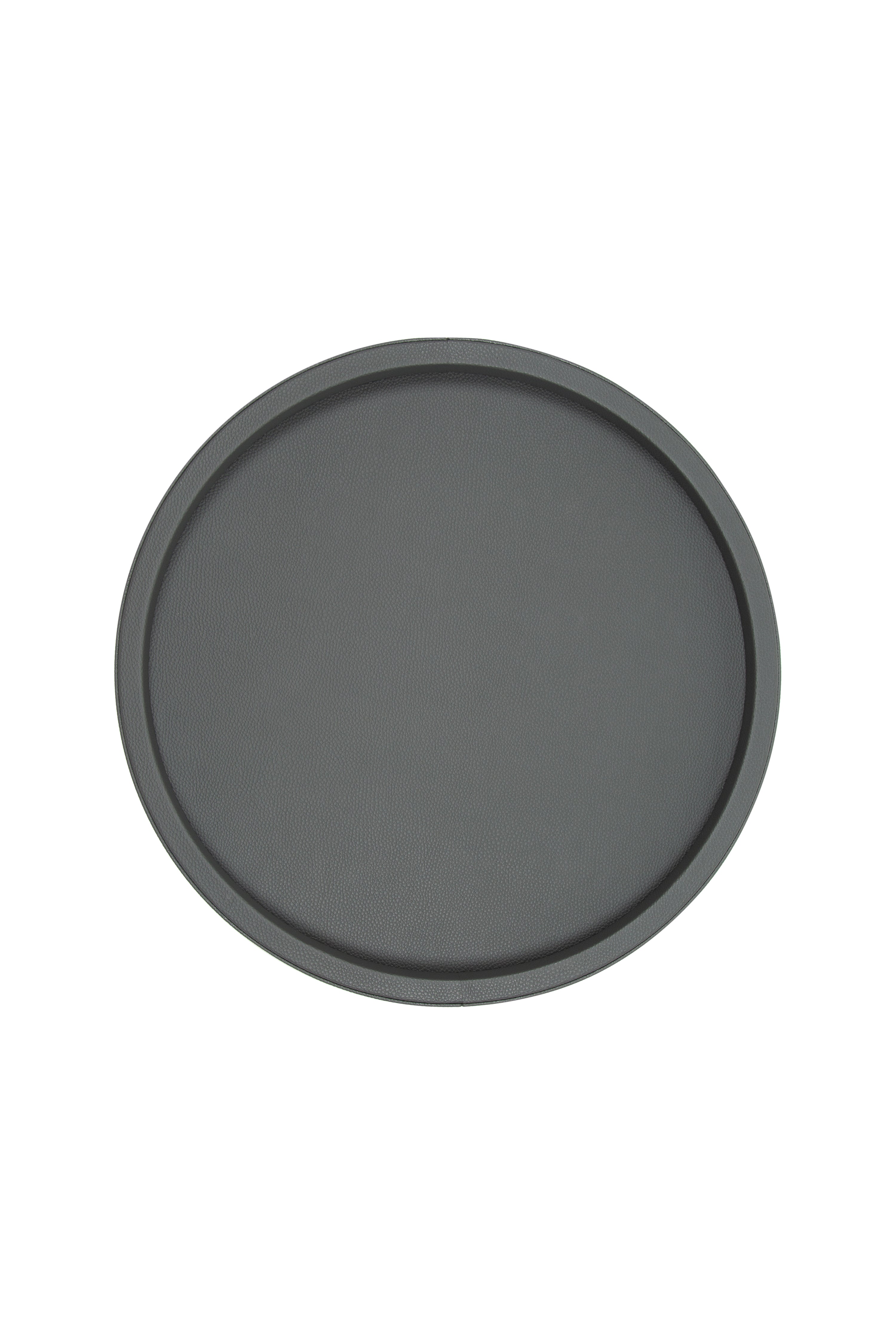 Small Round Leather Tray – Gray