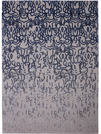 Rug with a blue and gray lace pattern thumbnail_1