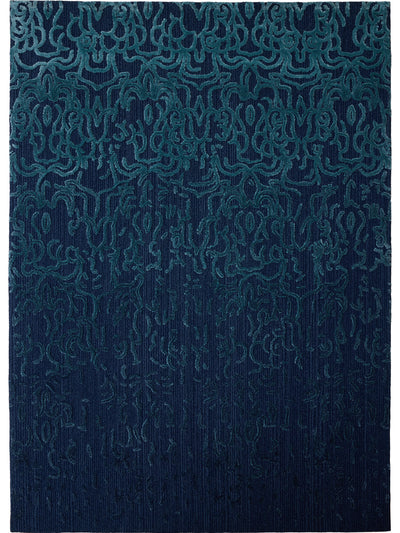 Navy blue textured rug with a subtle pattern on a white background thumbnail_1