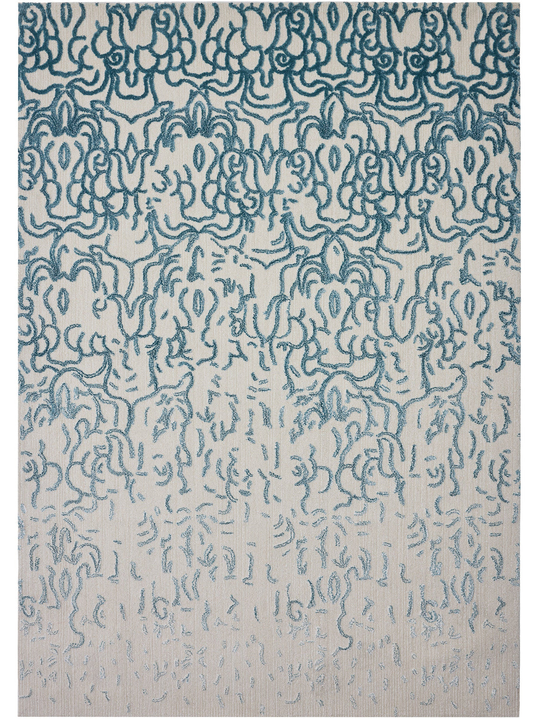 Ecru and ink blue rug featuring a subtle fade pattern, ideal for adding a soft, textured accent to your living space. thumbnail_1