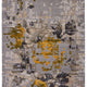 Abstract patterned rug with gray, brown, and yellow colors on a white background thumbnail_1