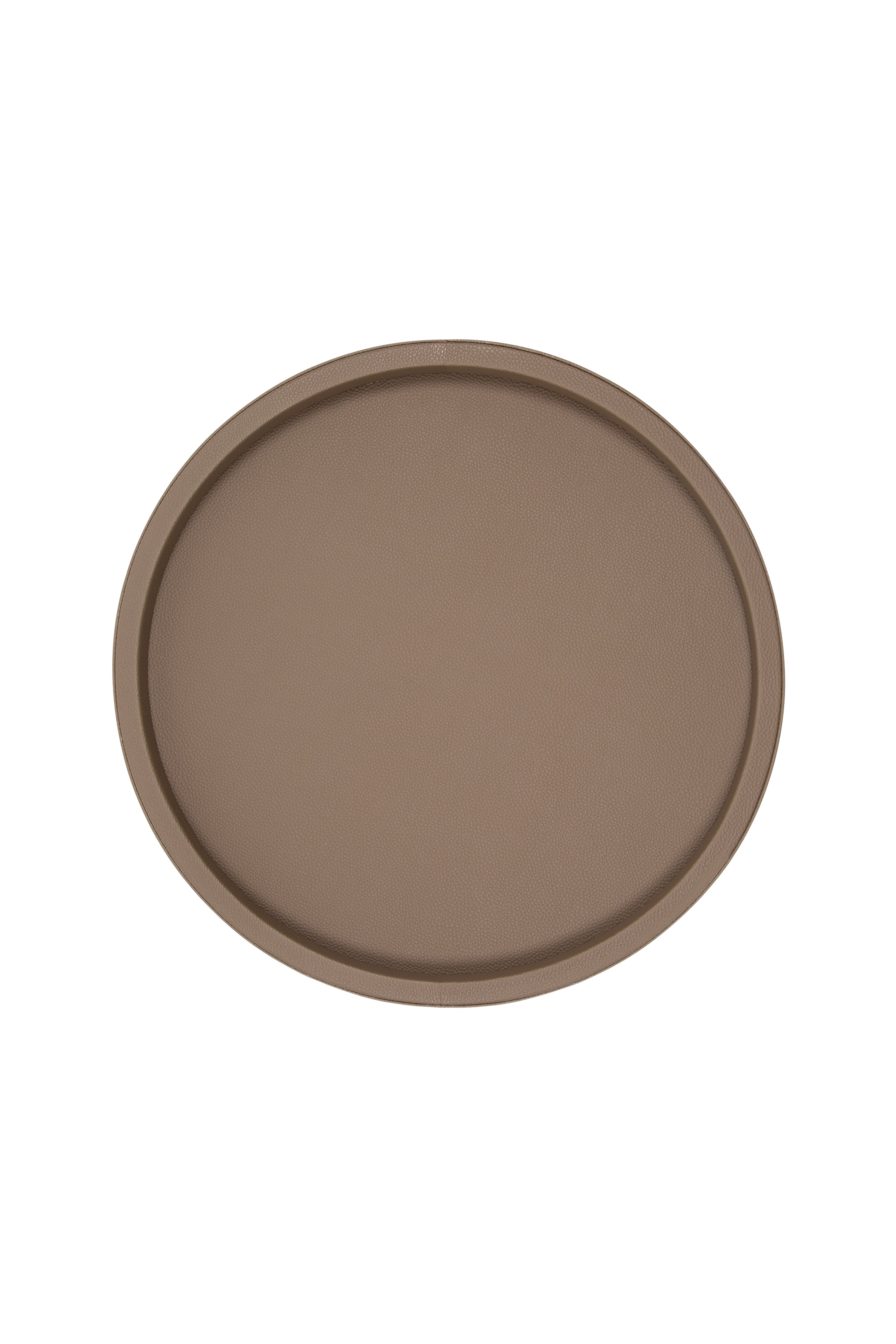 Small Round Leather Tray – Brown