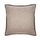Brown woven cushion with velvet piping detail, showcasing premium home decor.