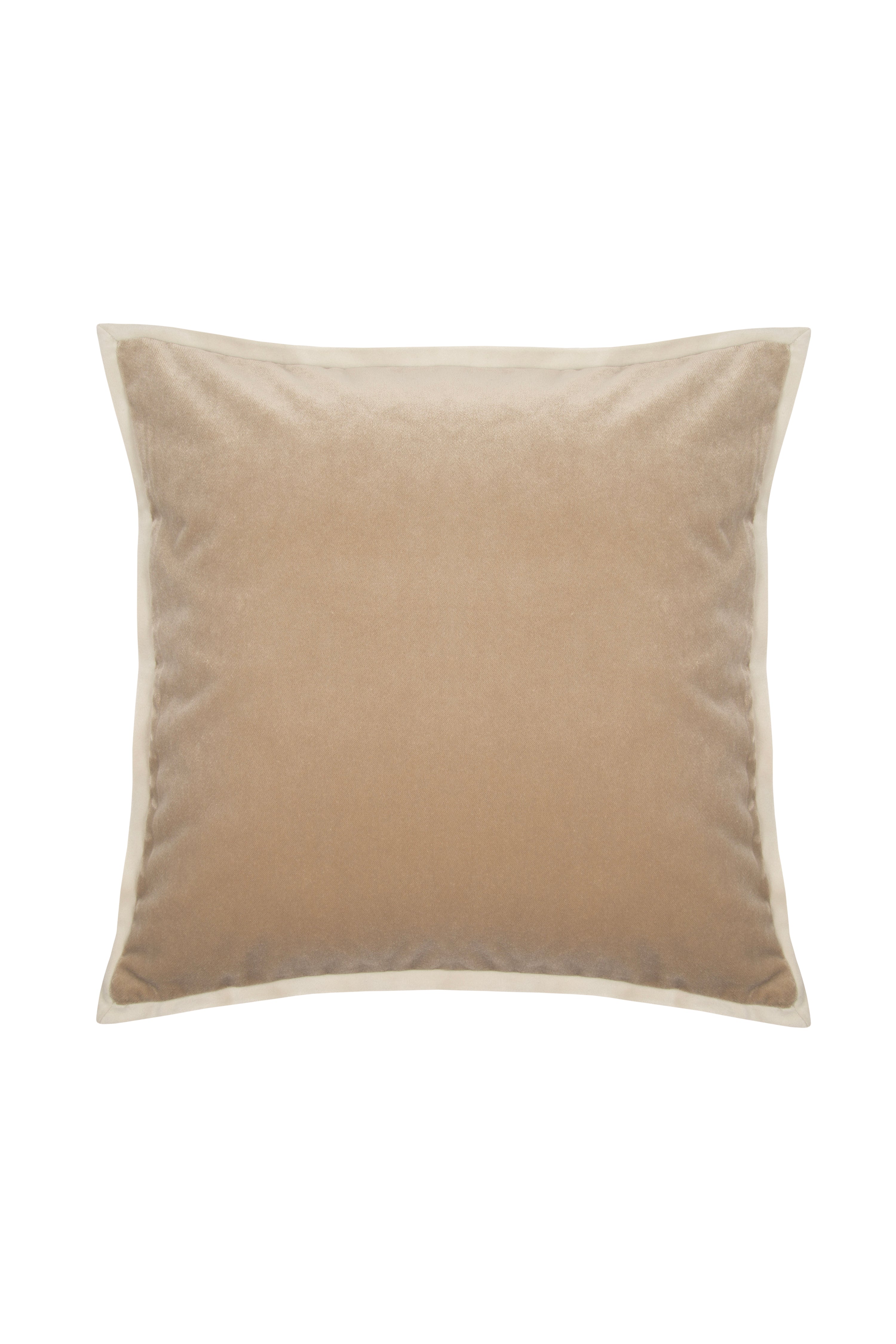 Velvet Piped Square Cushion - Camel & Cream