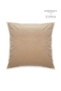 Square Cushion | Camel & Cream - Velvet
