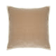 Camel velvet cushion with cream piping detail. Modern decorative pillow for living room or bedroom decor.