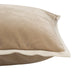 Close-up of the Velvet Piped Square Cushion in camel and cream, showcasing fabric texture and piped edge detail.