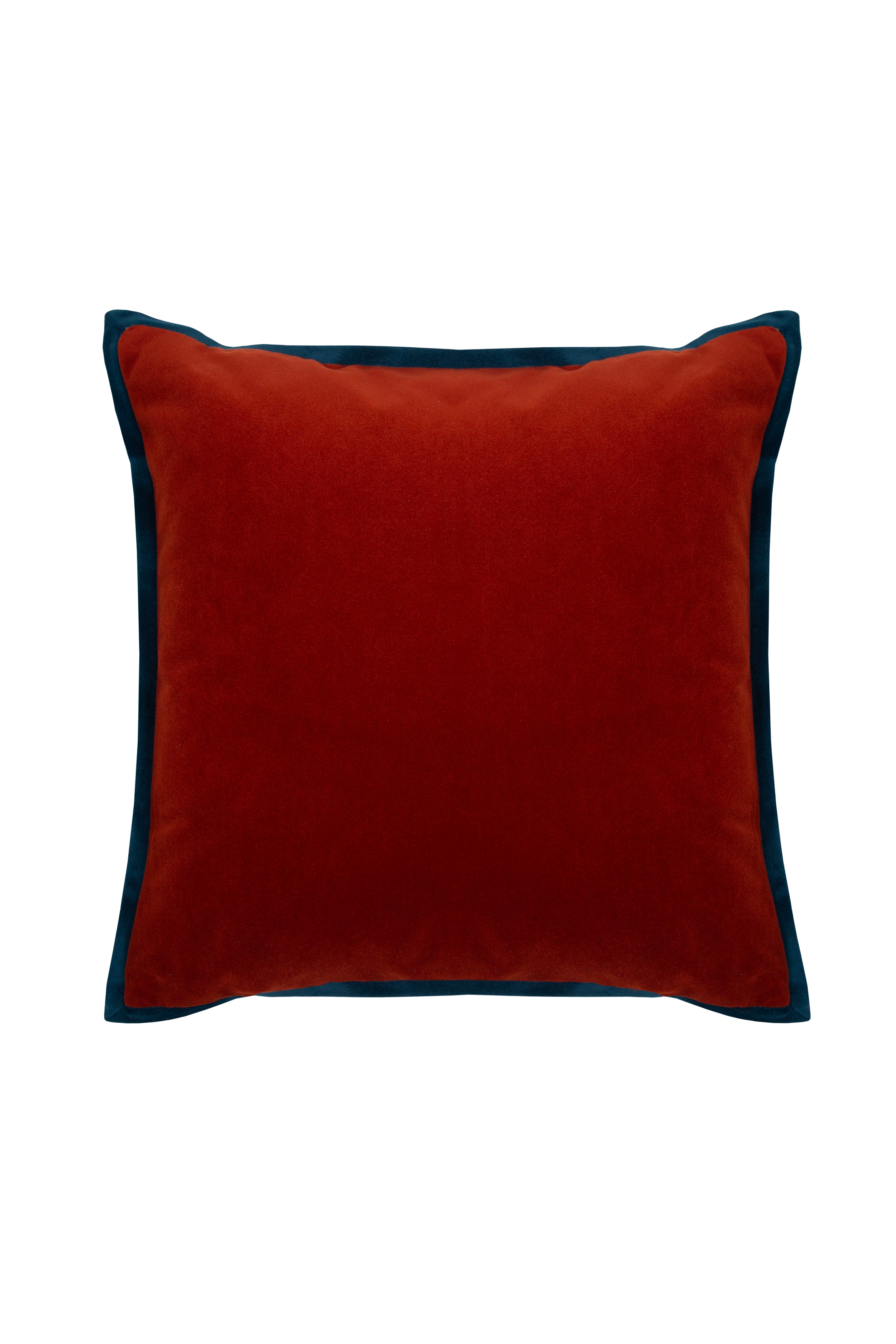 Velvet Piped Square Cushion - Red & Navy