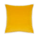 Yellow and cream piped cushion. Adds a splash of colour to any room. Square decorative velvet pillow.