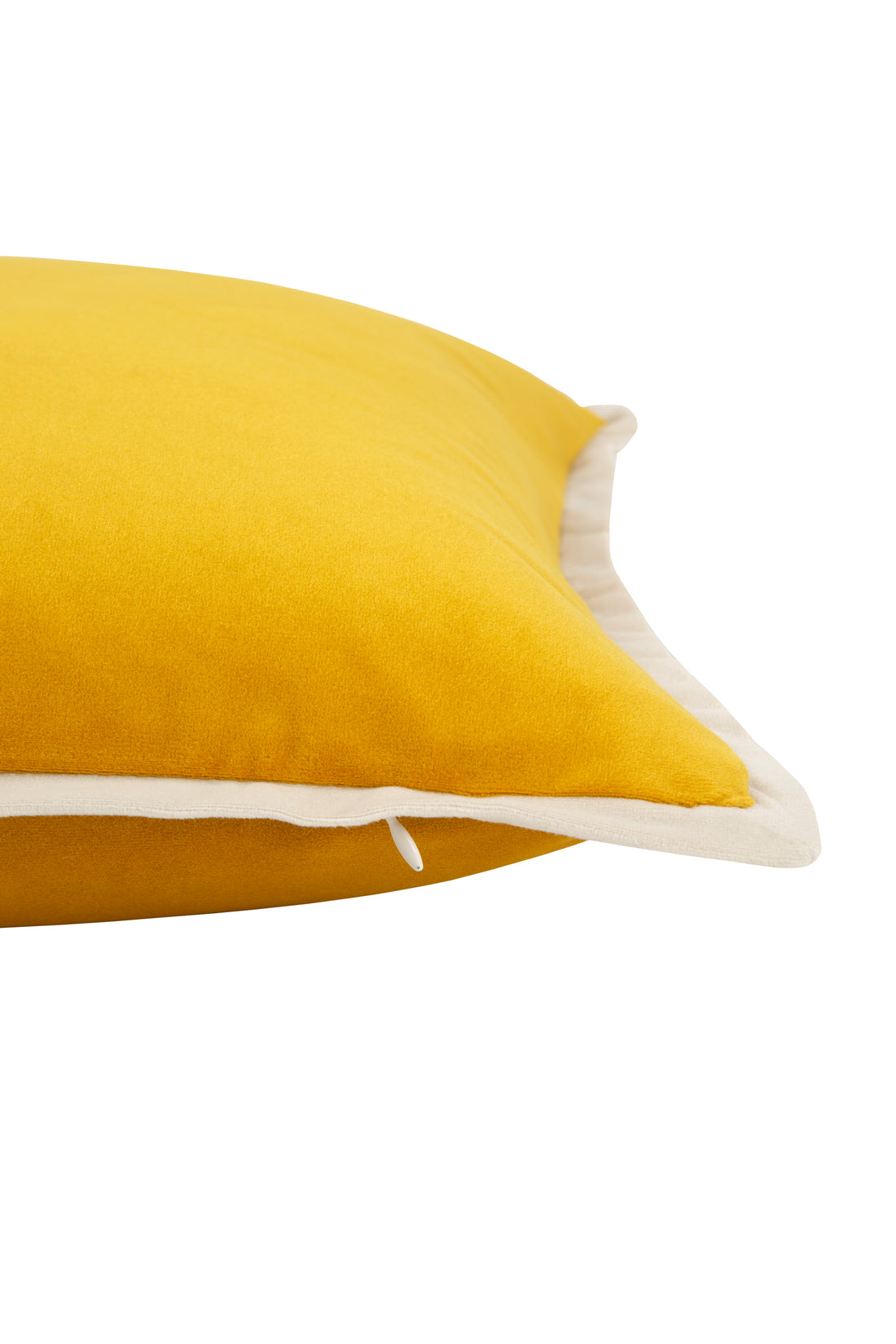 Luxurious yellow velvet cushion with cream piping; shows the design and texture. HAREMLIQUE ISTANBUL X STEPEVI branded