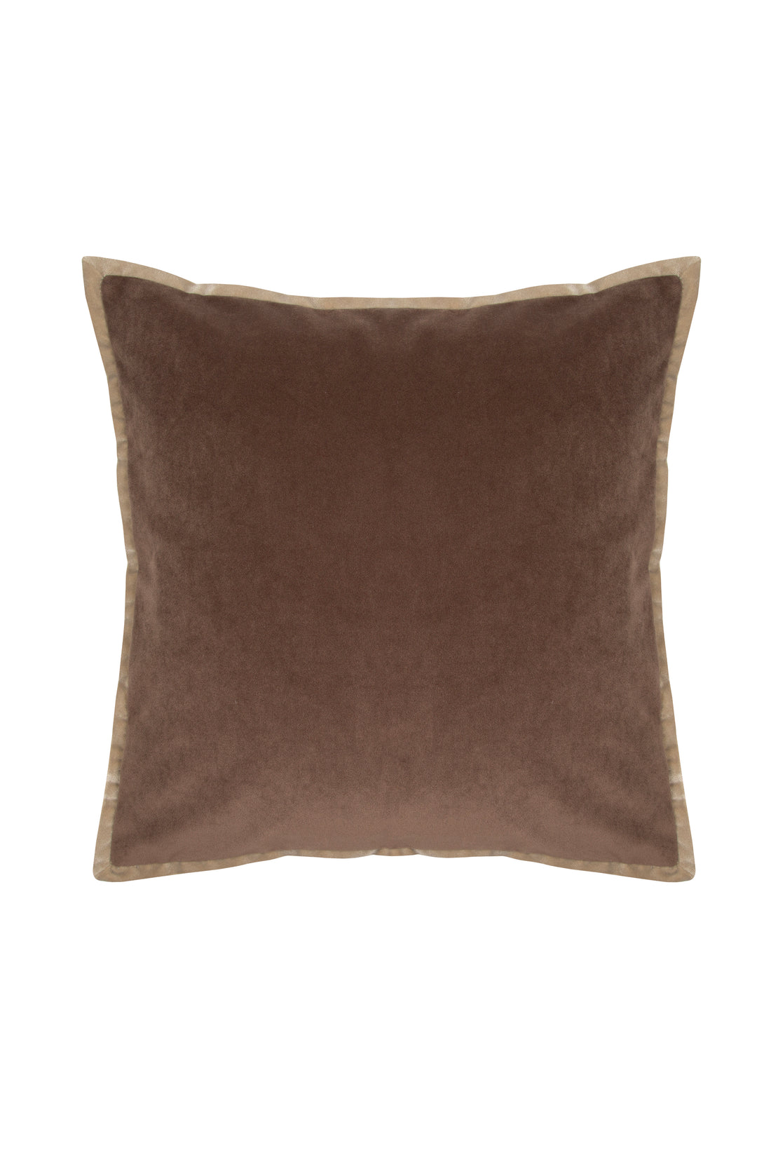 Velvet Piped Square Cushion - Brown & Camel
