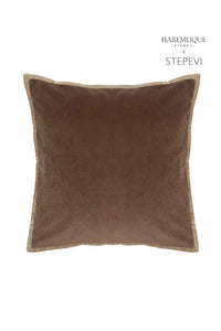 Square Cushion | Brown & Camel - Velvet