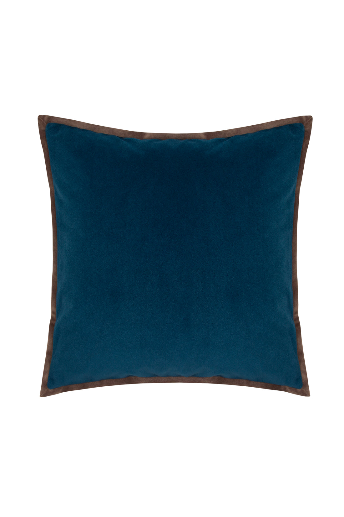 Velvet Piped Square Cushion - Navy & Brown