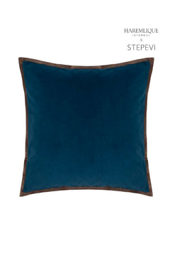Square Cushion | Navy & Brown - Velvet