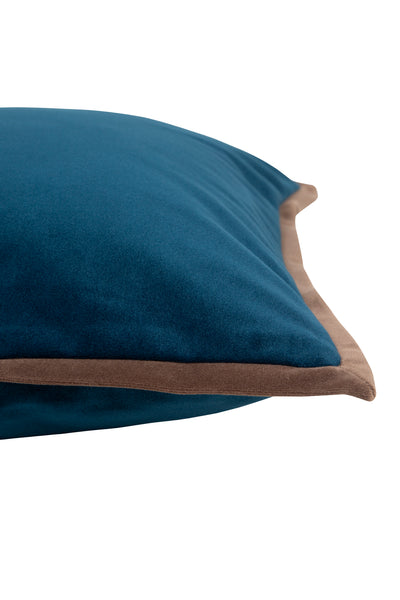Square Cushion | Navy & Brown - Velvet