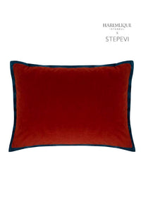 Rectangular Cushion | Red & Navy - Velvet