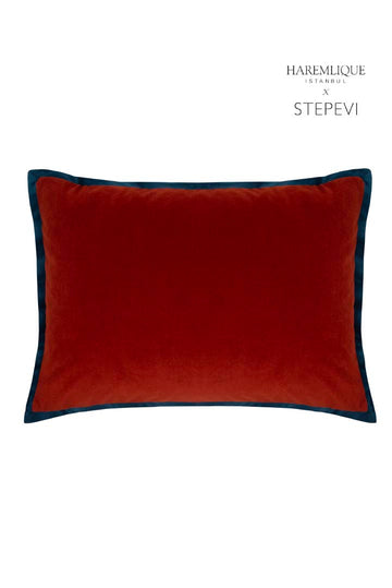 Cuscino rettangolare | Rosso & Blu navy - Velluto