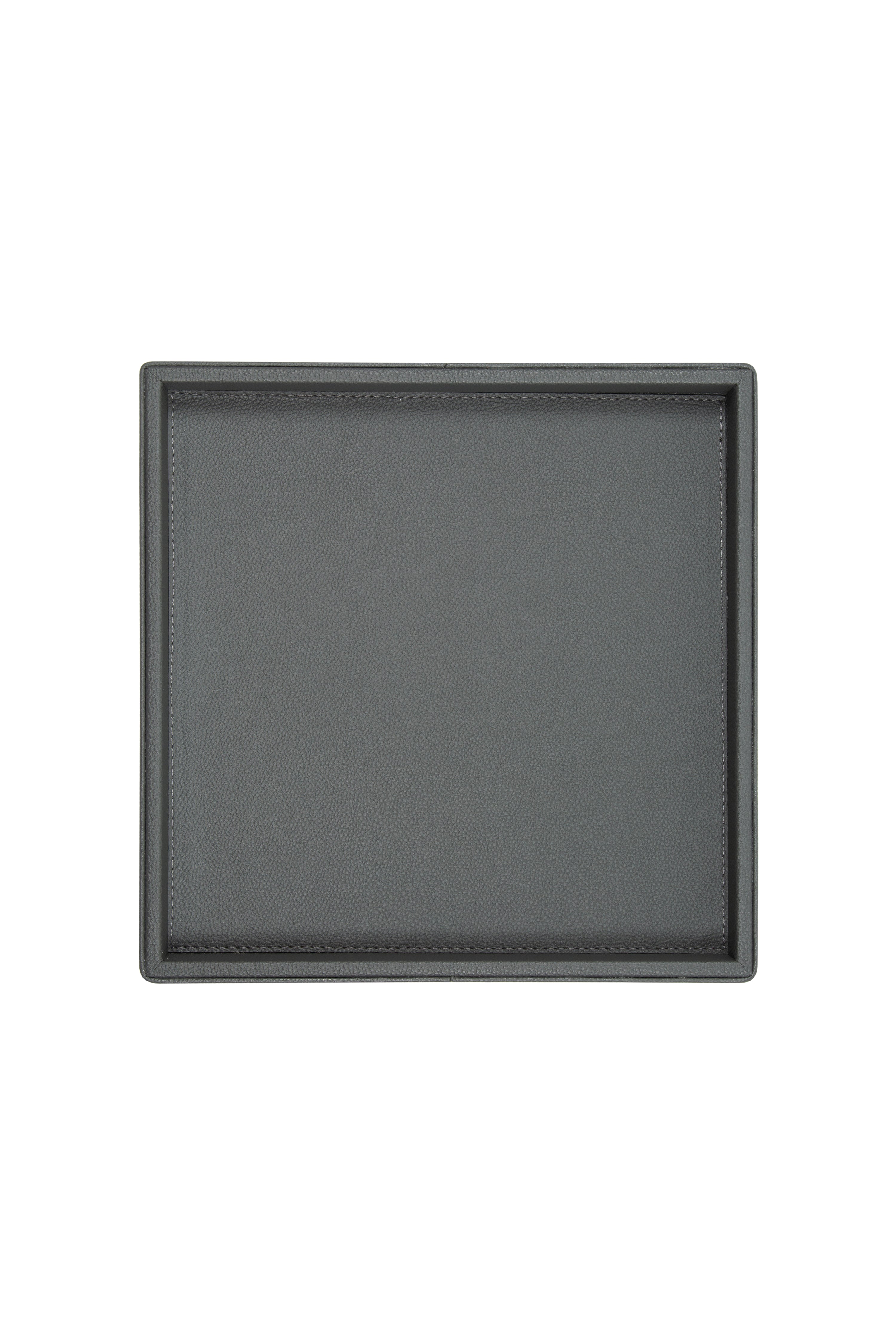 Large Square Leather Tray – Gray