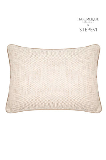 Cojín rectangular | Beige y marrón - Tejido