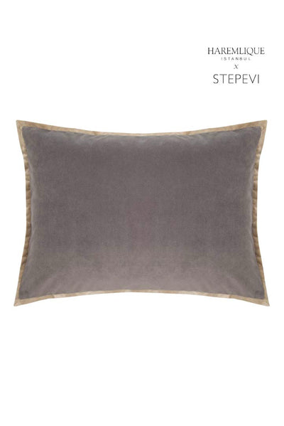 Rectangular Cushion | Gray & Camel - Velvet