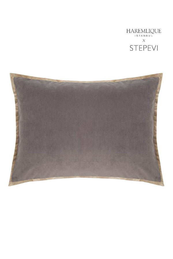 Rectangular Cushion | Gray & Camel - Velvet