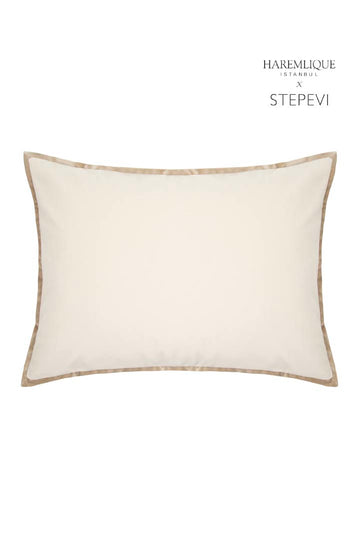 Coussin rectangulaire | Crème et camel - Velours