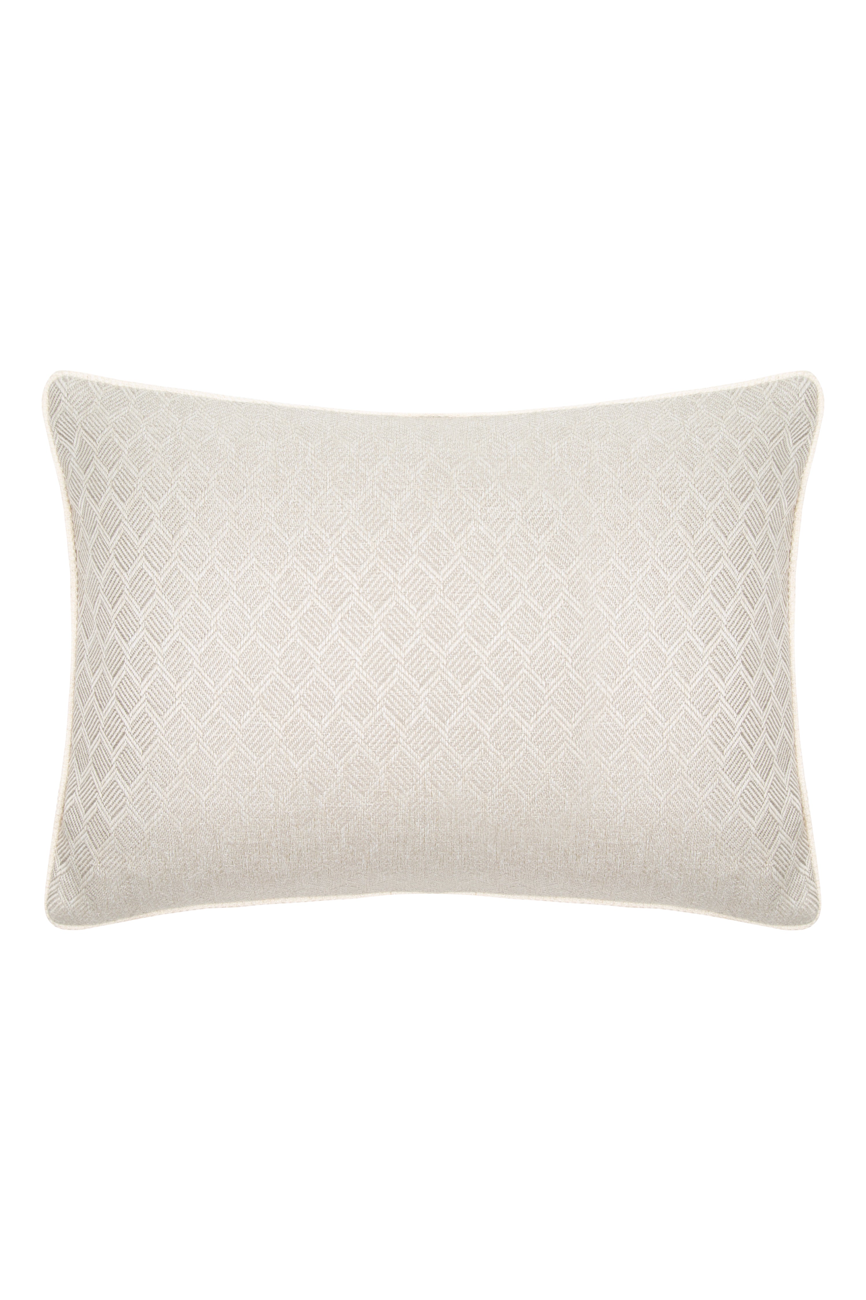 Cord Piped Woven Cushion - Gray & Cream