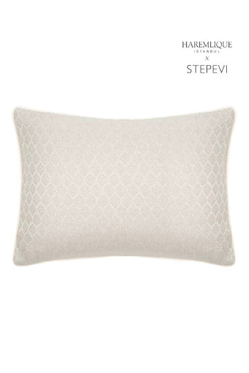 Cojín rectangular | Gris y crema - Tejido