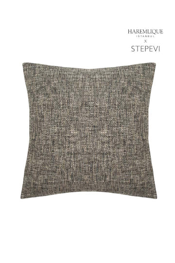 Cojín cuadrado reversible | Antracita y gris - Tejido y piel sintética