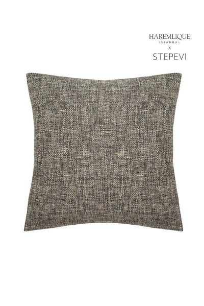 Dualsided Square Cushion | Anthracite & Gray - Fabric & Faux Leather