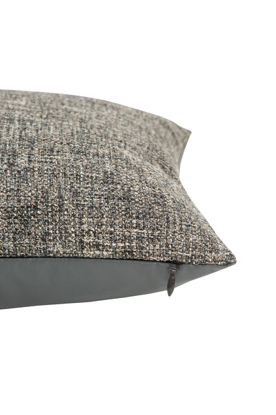 Dualsided Square Cushion | Anthracite & Gray - Fabric & Faux Leather
