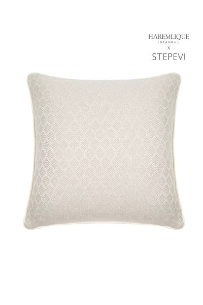 Square Cushion | Gray & Cream - Woven Fabric