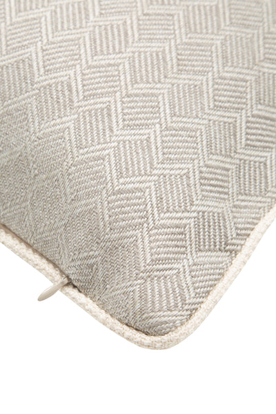 Square Cushion | Gray & Cream - Woven Fabric