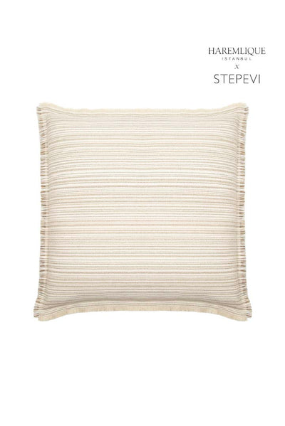 Floor Cushion | Cream & Brown - Woven Fabric