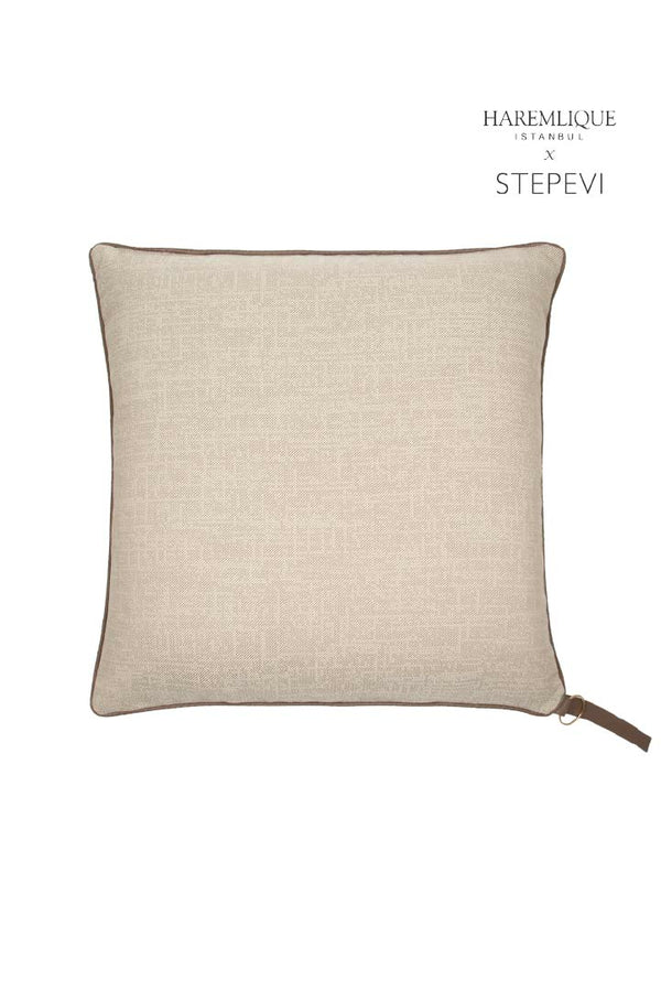 Floor Cushion | Beige & Brown - Woven Fabric