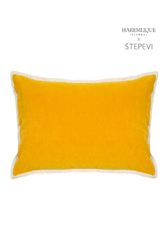 Rectangular Cushion | Yellow & Cream - Velvet