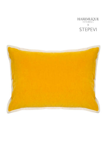 Cojín rectangular | Amarillo y crema - Terciopelo