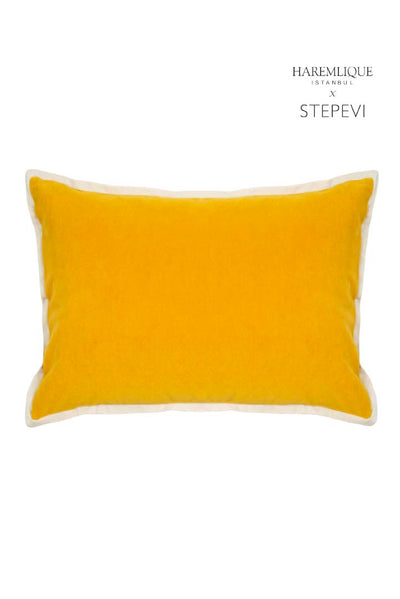Rectangular Cushion | Yellow & Cream - Velvet