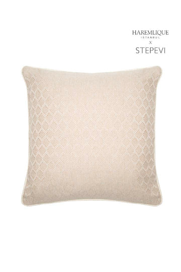 Cojín cuadrado | Beige y beige - Tejido