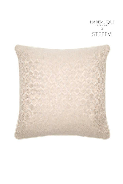 Square Cushion | Beige & Beige - Woven Fabric