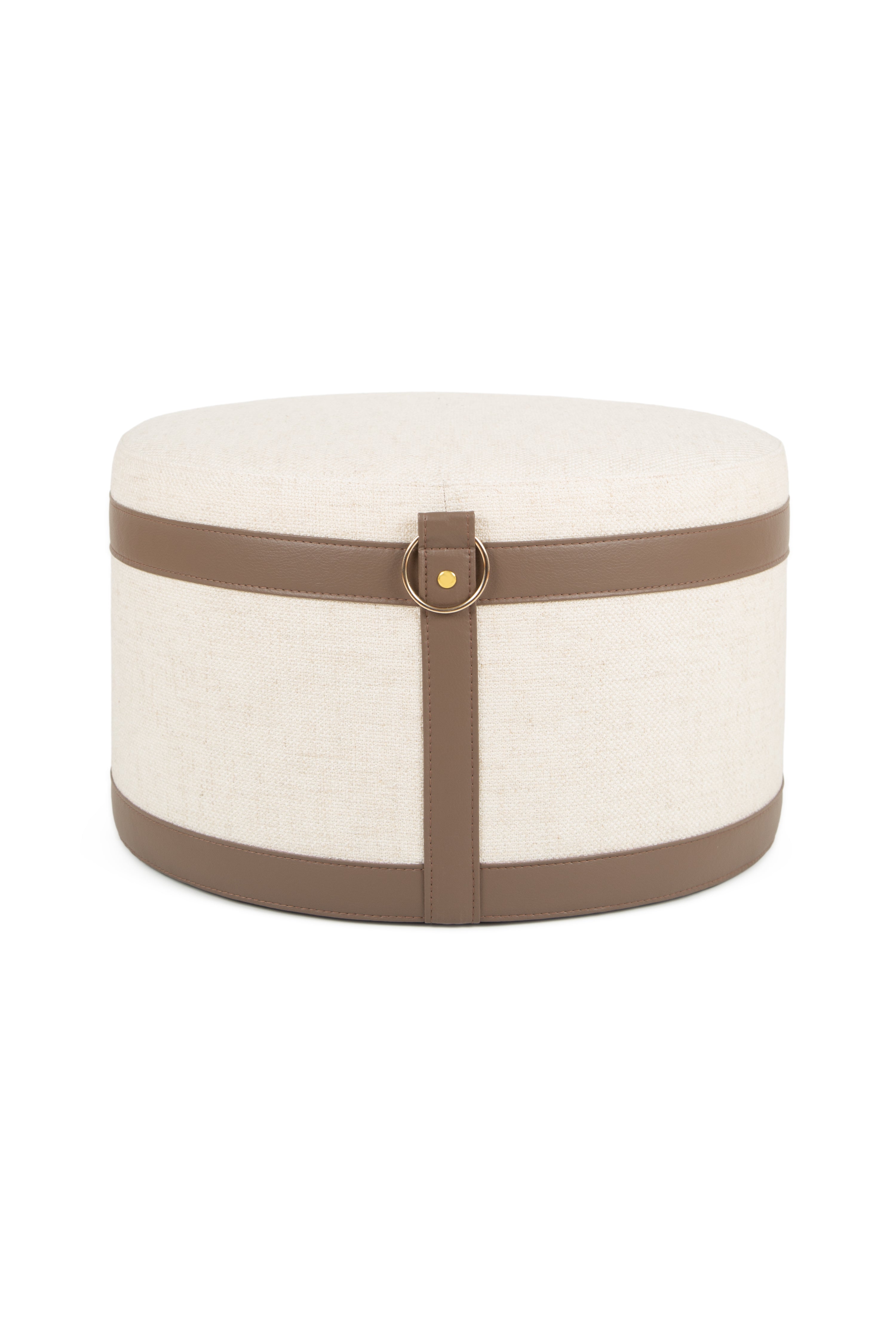 Woven Pouf - Cream & Brown